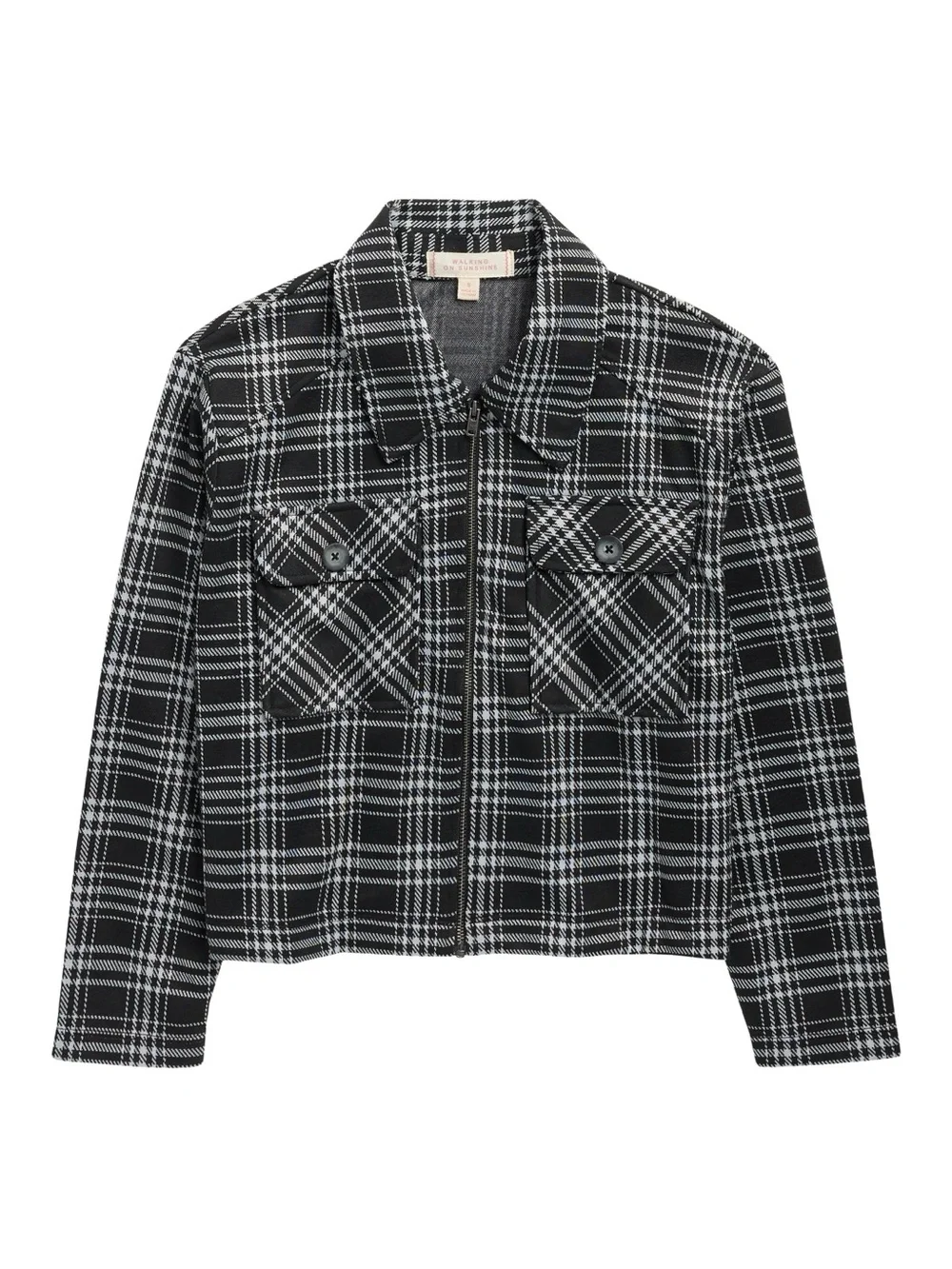 NWT Walking on Sunshine Girls Plaid Zip-Up Shacket Jacket. Small (Big Kid 7/8)